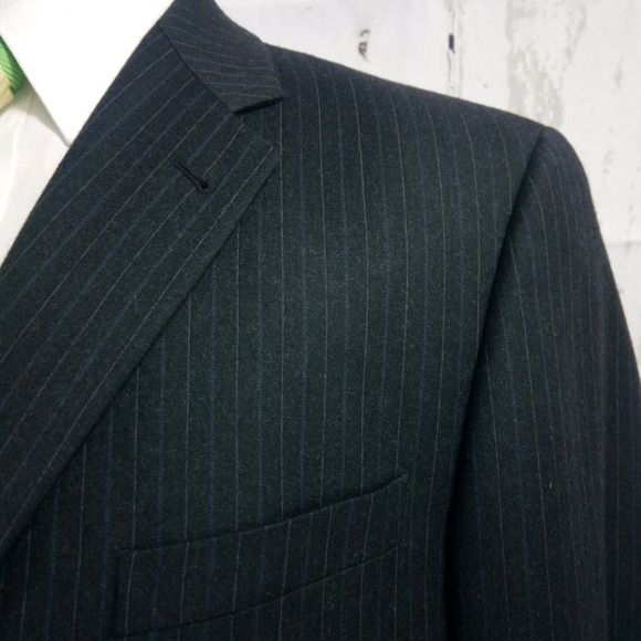 Joseph Abboud Pinstripes 44L Charcoal Suit Blazer - Picture 2 of 8